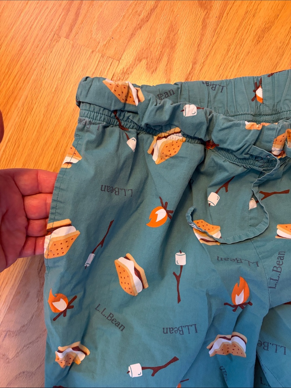 L.L. Bean cotton pajama pants size medium petite s’mores teal loungewear - Picture 3 of 9